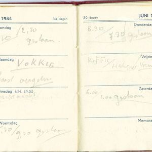 Agenda 1944 van Jaap Bos, Gijzeling in Kamp Amersfoort week 10.