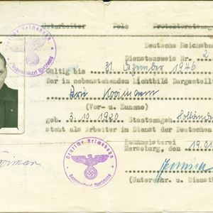 Legitimatiebewijs van de Reichsbahn 19 januari 1945