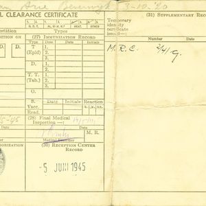 Registratie als Displaced Person in Enschede op 14 mei 1945 achterzijde