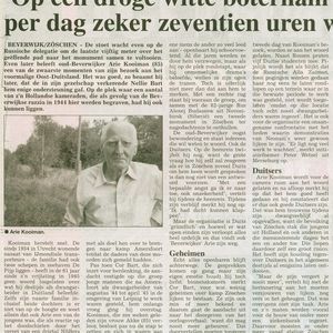 De Kennemer van 30 augustus 2006. Arie Kooiman na 61 jaar terug op plek Duits werkkamp.