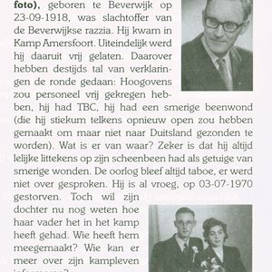 Oproep uit het Infobulletin no 23 van oktober 2007 van Kamp Amersfoort