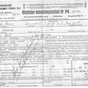 Behandelbrief Tandarts (Nur für Zahnbehandlung) van 19 maart 1945 van Leen de Boer 