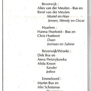 Overlijdensadvertentie van Dirk Bus. Ontvangen via www.online-familieberichten.nl
