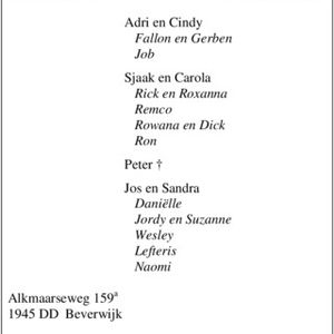 Overlijdens advertentie Columba Maria Does - de Wit. Bron Noord-Hollands Dagblad HDC-Media.