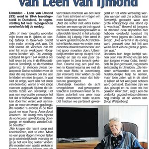 Bron: De Jutter van 30 april 2015. Interview met Leen van IJmond.