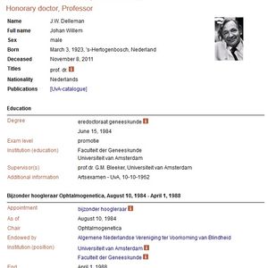 CV Prof Dr. J.W. Delleman. Bron: Universiteit van Amsterdam 