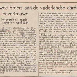 Het verslag van de herbegrafenis. IJmuider Courant 20 juni 1951.
