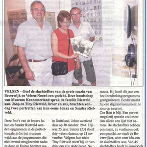Artikel uit het Nieuwsblad voor IJmuiden, Santpoort en Velserbroek van 6 augustus 2014.