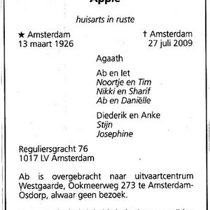 Overlijdensbericht Albert Ludwig. Bron: Online-familieberichten.nl