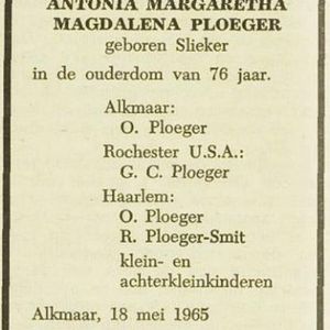 Overlijdensadvertentie MMA Slieker. Bron Online-Familieberichten.nl
