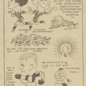 Voetbal spotprent met Nol Zandstra van W.F.C.  Prent uit de Typhoon van 18 november 1946.