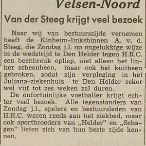 Ad bleef voetballen bij Kinheim. Het liep niet altijd goed af. Bron IJmuider Courant 7 januari 1949.