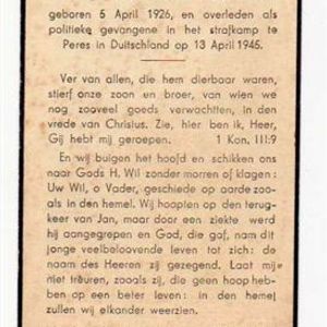 Bidprentje van Jan Oud.