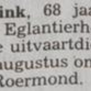 Overlijdensbericht Ad de Mink. Limburgsch Dagblad 05-08-1994.