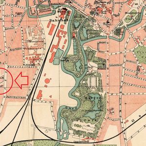 Kaartje van Braunschweig rond 1900 met Luther Werke. Bron Wikipedia