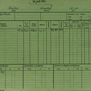 Arbeidsongeschiktheidskaart van Leendert Koridon. Bron: AOK-Versichertenkartei Stadtarchiv Braunschweig.