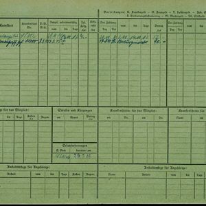 Arbeidsongeschiktheidskaart van Meine Postma. Bron: AOK-Versichertenkartei Stadtarchiv Braunschweig.