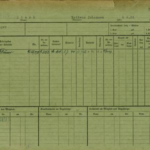 Arbeidsongeschiktheidskaart van Mattheus Sterk. Bron: AOK-Versichertenkartei Stadtarchiv Braunschweig.