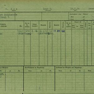 Arbeidsongeschiktheidskaart van Leo van Son. Bron: AOK-Versichertenkartei Stadtarchiv Braunschweig.