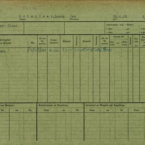 Arbeidsongeschiktheidskaart van Jan Schaddee van Dooren. Bron: AOK-Versichertenkartei Stadtarchiv Braunschweig.