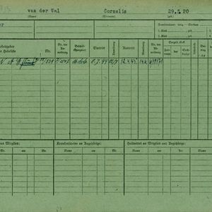 Arbeidsongeschiktheidskaart van Cor van der Wal. Bron: AOK-Versichertenkartei Stadtarchiv Braunschweig.