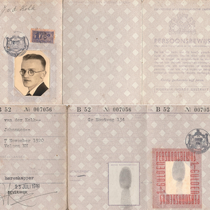 Persoonsbewijs Jan van der Kolk. Scan via Mevr. M. Duijnmeijer-Bos