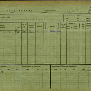 Arbeidsongeschiktheidskaart van Cor Schavemaker. Bron: AOK-Versichertenkartei Stadtarchiv Braunschweig.